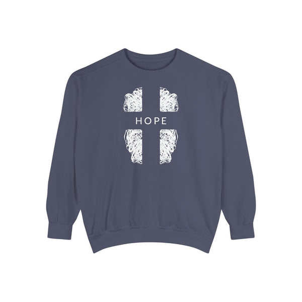 Hope Cross Sweatshirt — Comfort Colors Christian Crewneck