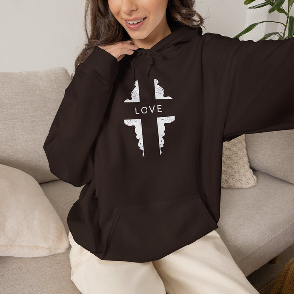 Love Cross -  Heavy Blend Christian Hoodie