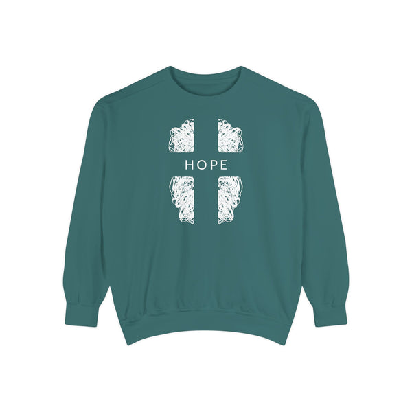 Hope Cross Sweatshirt — Comfort Colors Christian Crewneck