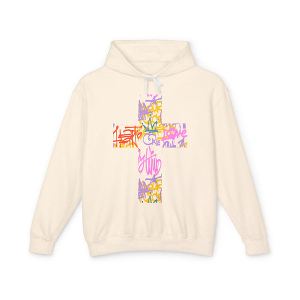 Street Faith Cross - Unisex Lightweight Hooded Sweatshirt