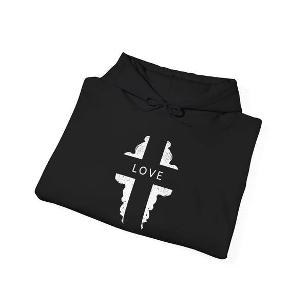 Love Cross -  Heavy Blend Christian Hoodie