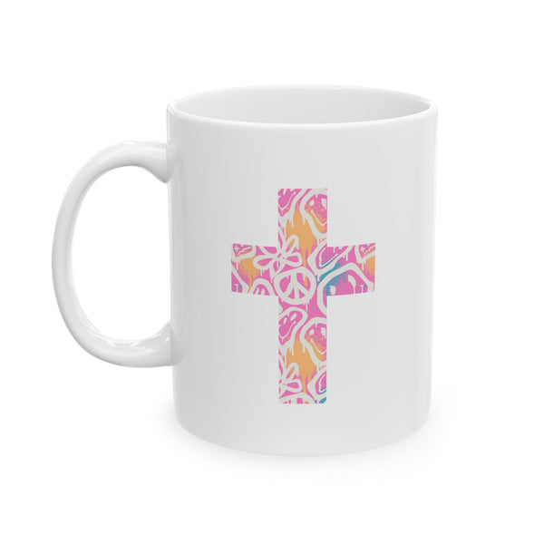 Peace and Love Cross Ceramic Mug 11 oz and 15 oz