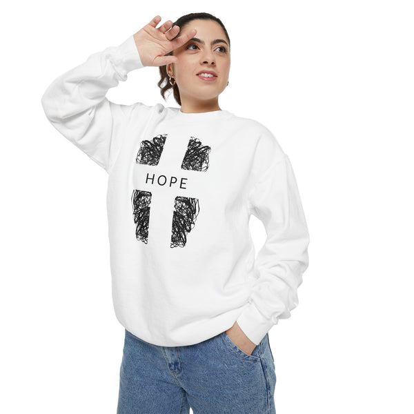 Hope Cross Sweatshirt — Comfort Colors Christian Crewneck