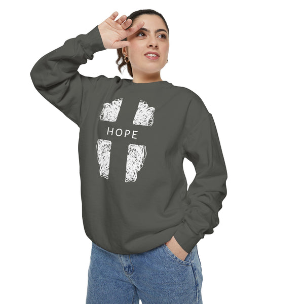 Hope Cross Sweatshirt — Comfort Colors Christian Crewneck