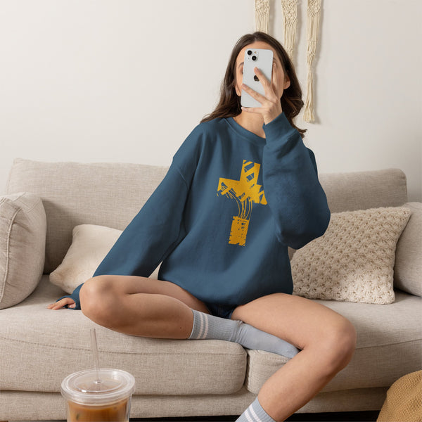 Gold Cross - Crewneck Christian Sweatshirt