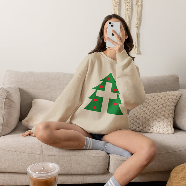 Christmas Cross — Christian Crewneck Sweatshirt