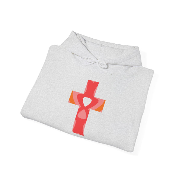 Open Heart Cross - Heavy Blend Christian Hoodie