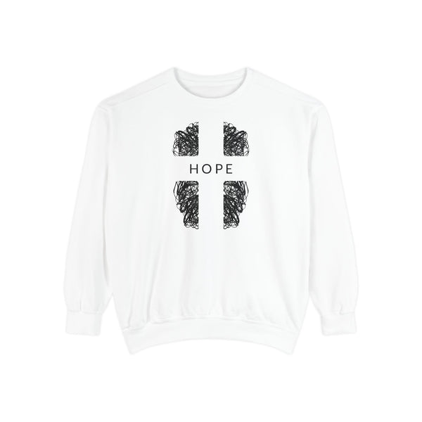 Hope Cross Sweatshirt — Comfort Colors Christian Crewneck