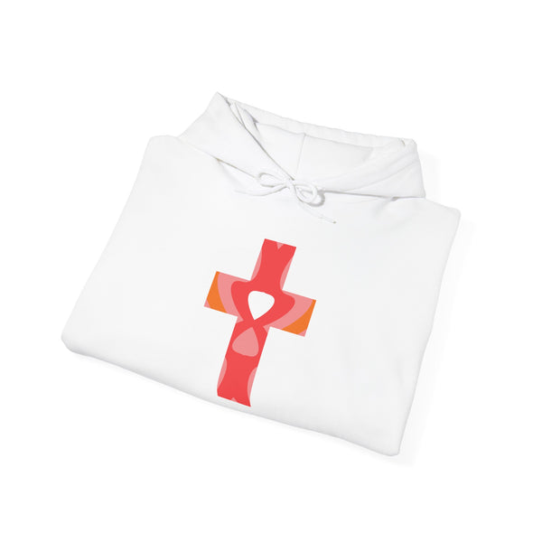 Open Heart Cross - Heavy Blend Christian Hoodie