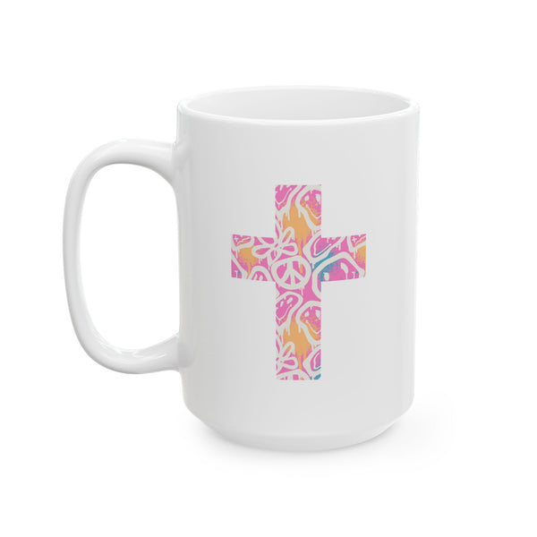 Peace and Love Cross Ceramic Mug 11 oz and 15 oz