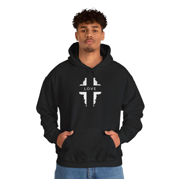 Love Cross -  Heavy Blend Christian Hoodie