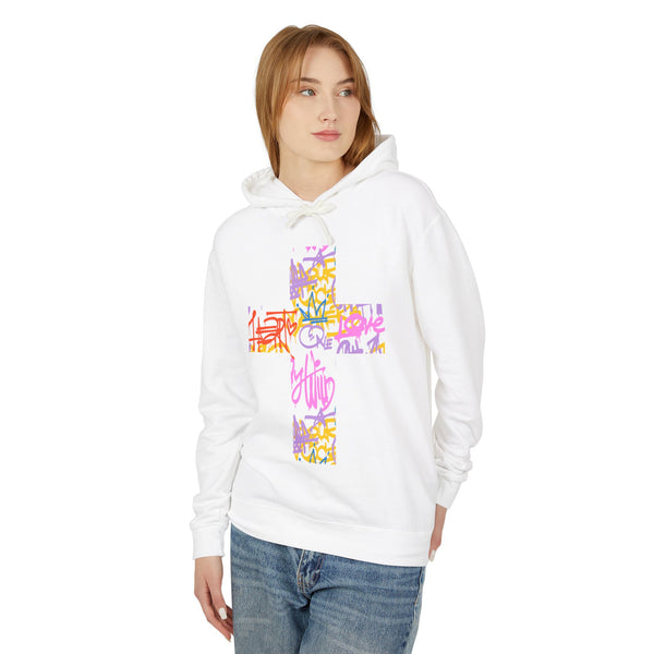 Street Faith Cross - Unisex Lightweight Hooded Sweatshirt
