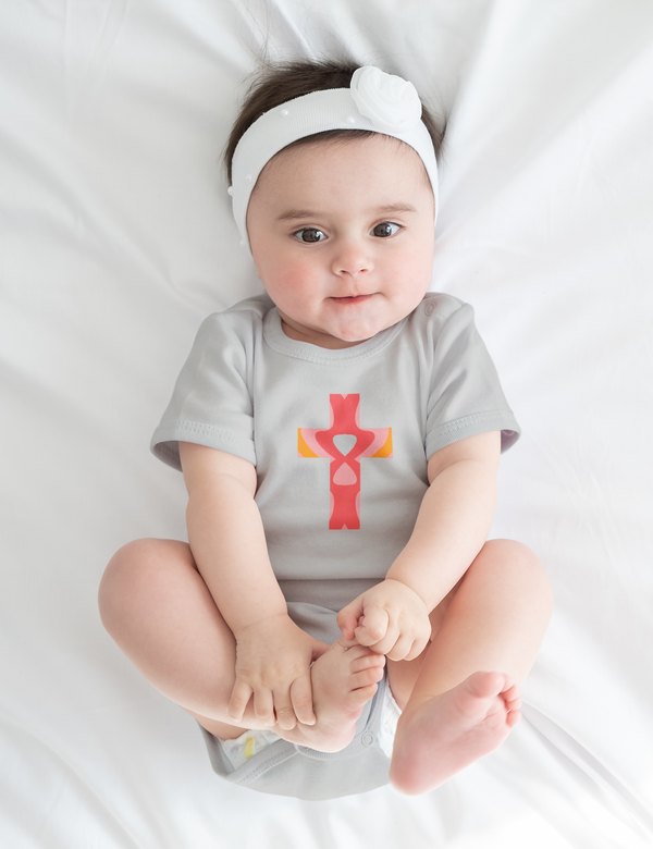 Open Heart Cross Onesie - Baby Cross Collection (Christening and Baptism Gift)