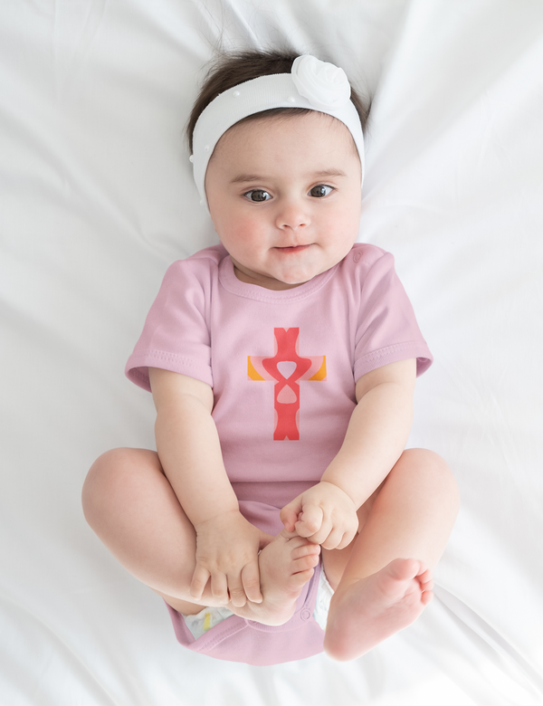 Open Heart Cross Onesie - Baby Cross Collection (Christening and Baptism Gift)