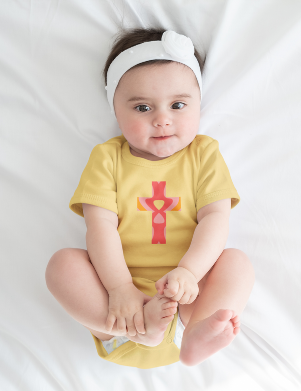 Open Heart Cross Onesie - Baby Cross Collection (Christening and Baptism Gift)