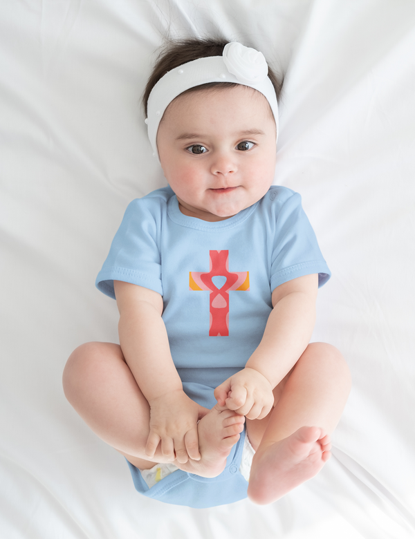Open Heart Cross Onesie - Baby Cross Collection (Christening and Baptism Gift)