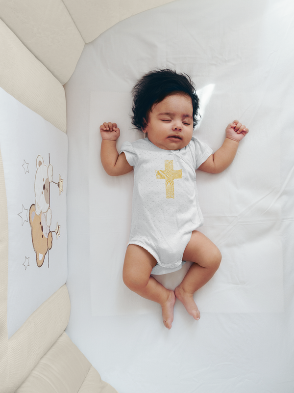 Fingerprint Cross Onesie - Baby Cross Collection (Christening and Baptism Gift)