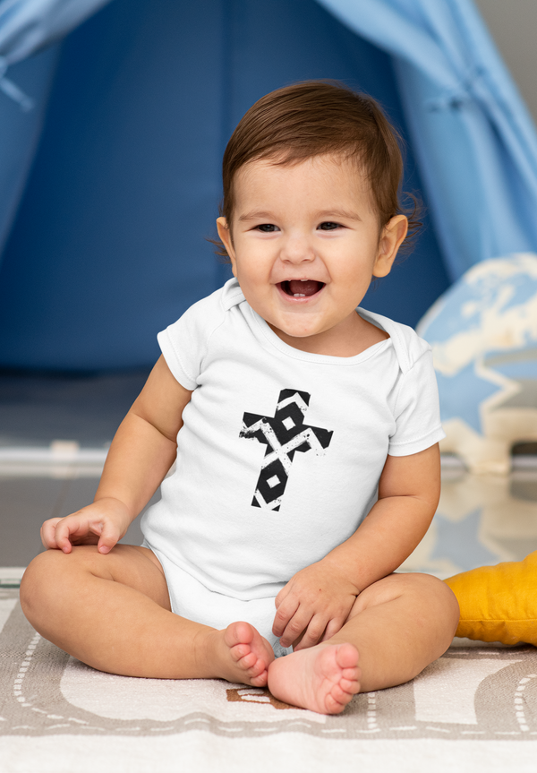 Pattern Cross Onesie — Baby Cross Collection (Christening/Baptism Gift)