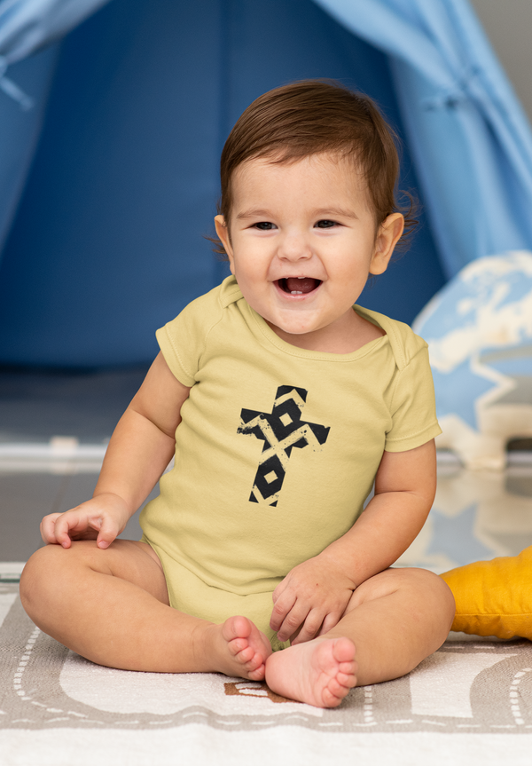 Pattern Cross Onesie — Baby Cross Collection (Christening/Baptism Gift)