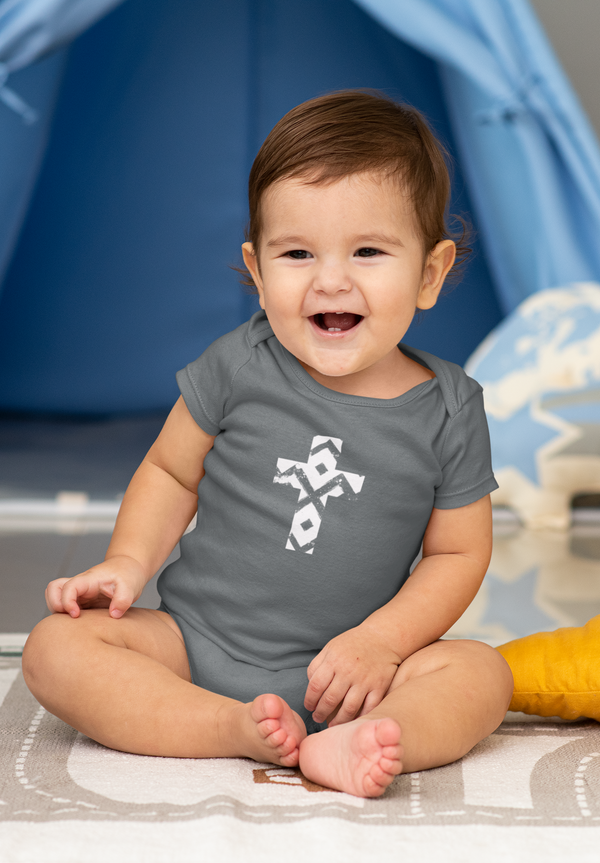 Pattern Cross Onesie — Baby Cross Collection (Christening/Baptism Gift)