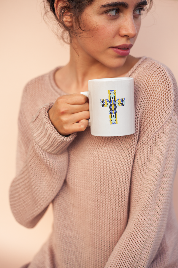 Painted Cross Ceramic Mug (11oz/15oz)
