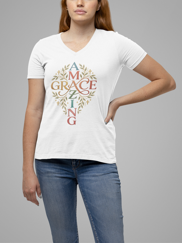 Amazing Grace – V-Neck Christian Tee - Graphic Collection