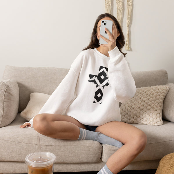 Pattern Cross Sweatshirt — Christian Crewneck
