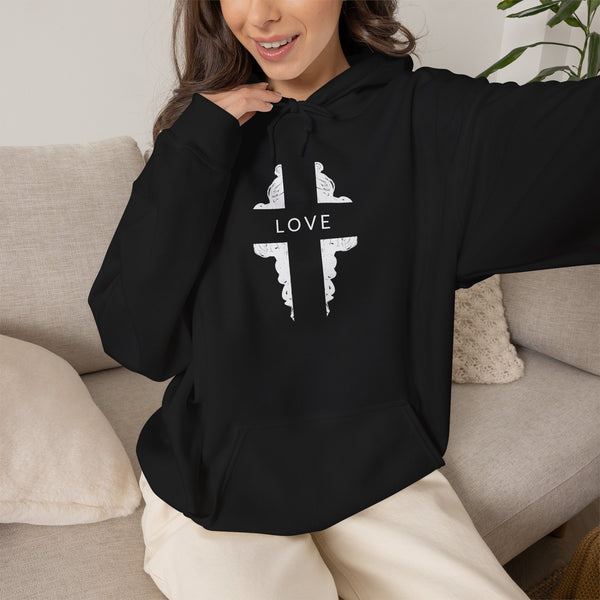 Love Cross -  Heavy Blend Christian Hoodie