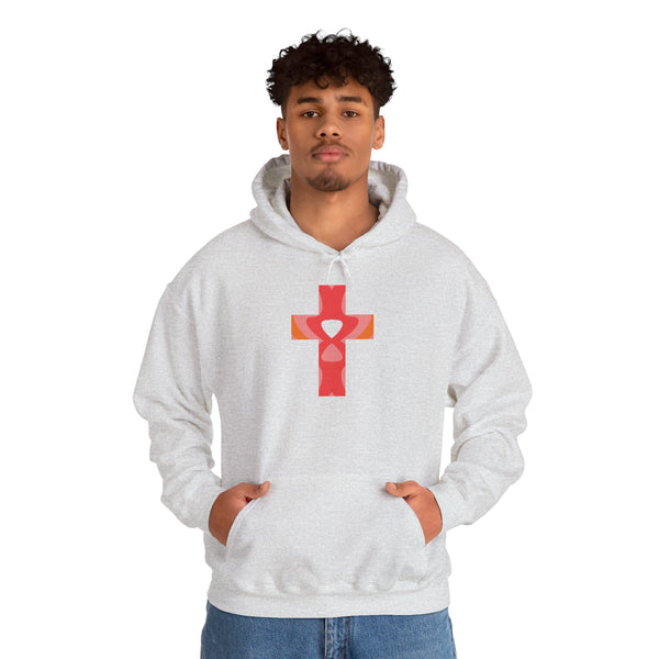Open Heart Cross - Heavy Blend Christian Hoodie