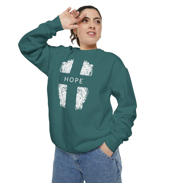 Hope Cross Sweatshirt — Comfort Colors Christian Crewneck