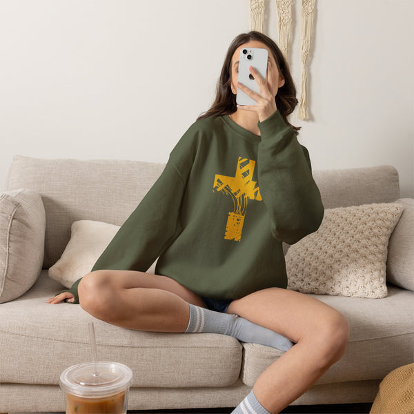 Gold Cross - Crewneck Christian Sweatshirt