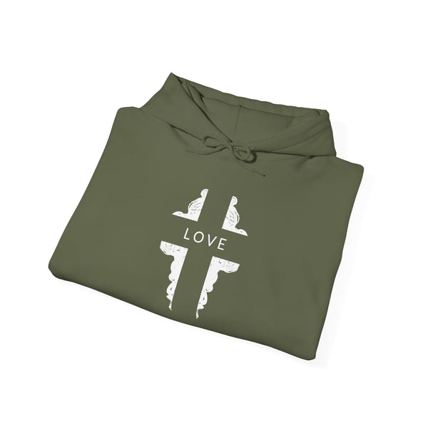 Love Cross -  Heavy Blend Christian Hoodie