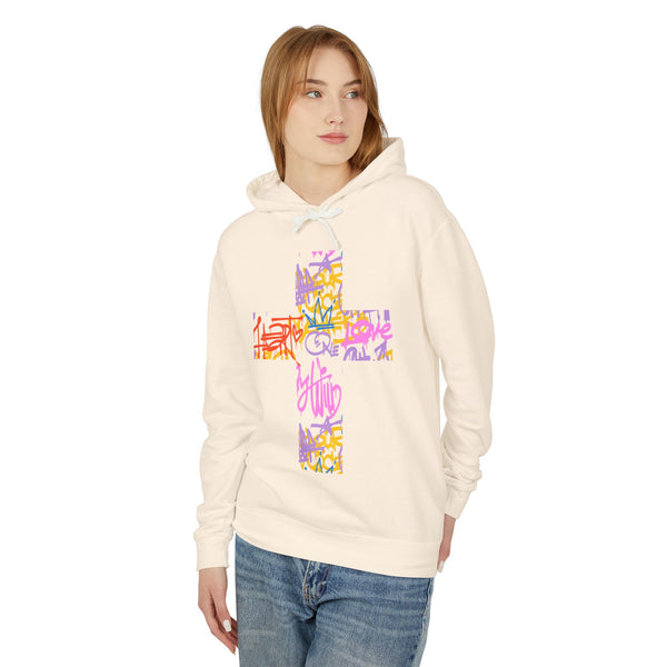 Street Faith Cross - Unisex Lightweight Hooded Sweatshirt