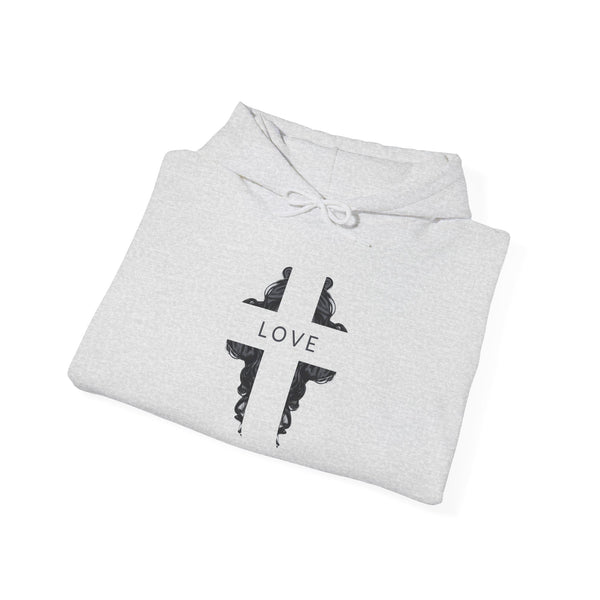 Love Cross -  Heavy Blend Christian Hoodie