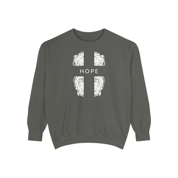 Hope Cross Sweatshirt — Comfort Colors Christian Crewneck