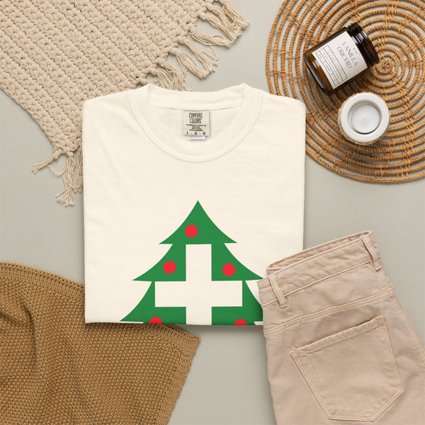 Christmas Cross - Unisex Garment-Dyed T-shirt