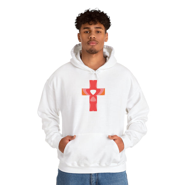 Open Heart Cross - Heavy Blend Christian Hoodie