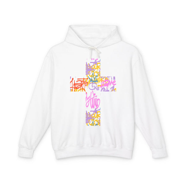 Street Faith Cross - Unisex Lightweight Hooded Sweatshirt